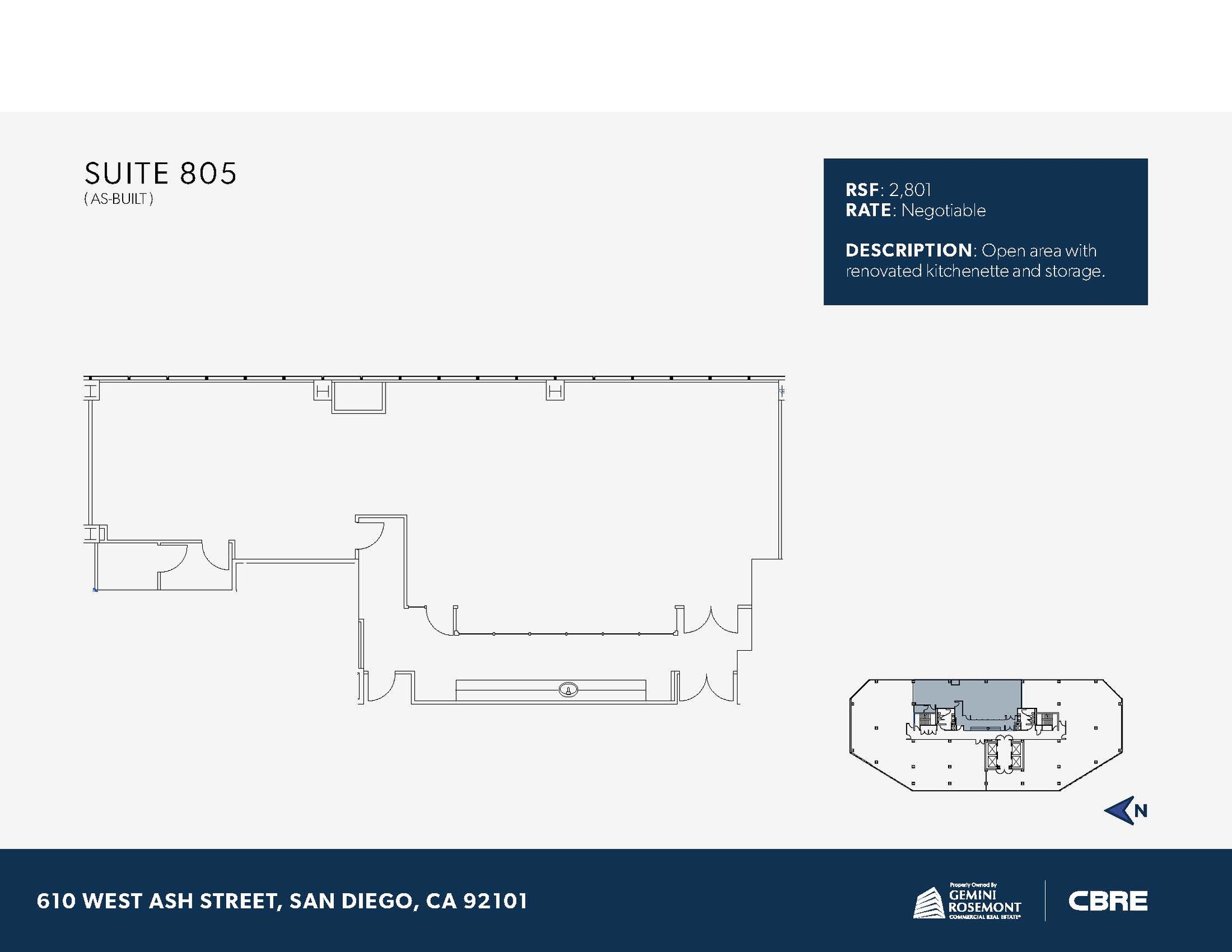 610 W Ash St, San Diego, CA à louer Plan d’étage– Image 1 sur 1