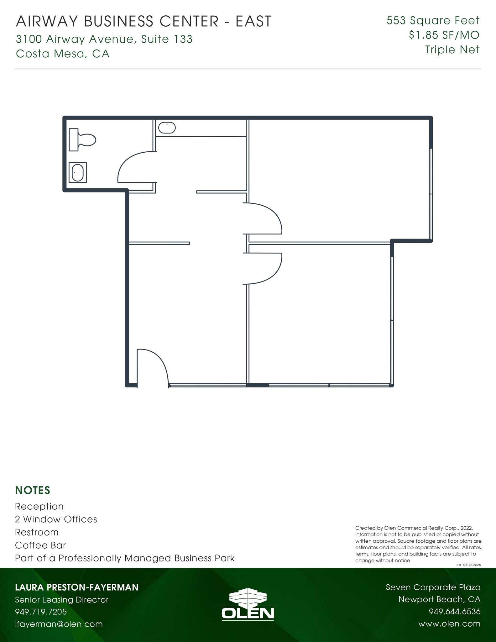 3100 Airway Ave, Costa Mesa, CA à louer Plan d’étage– Image 1 sur 1
