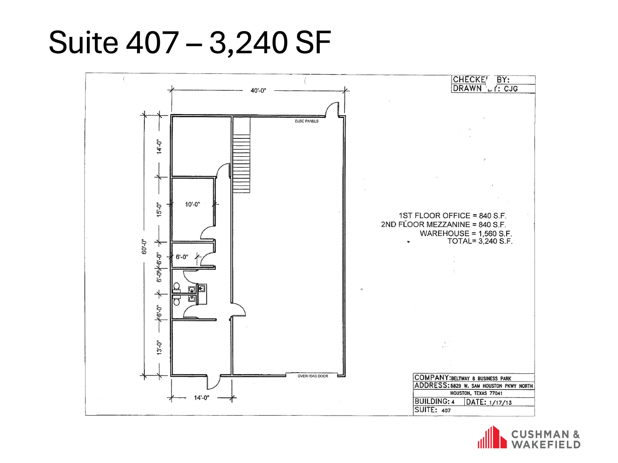 5829 W Sam Houston Pky N, Houston, TX à louer Plan d’étage– Image 1 sur 1