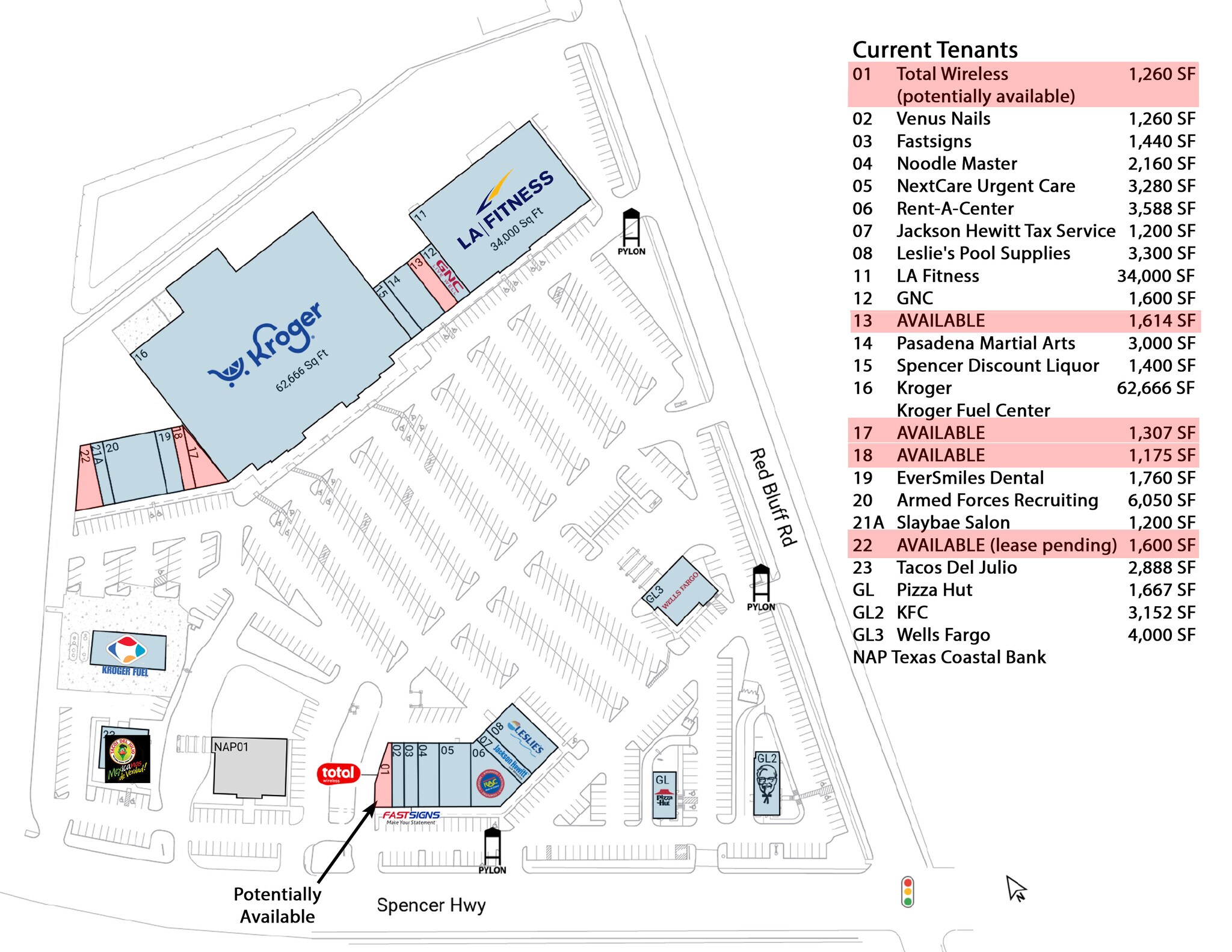 6701-6831 Spencer Hwy, Pasadena, TX à louer Plan de site– Image 1 sur 1