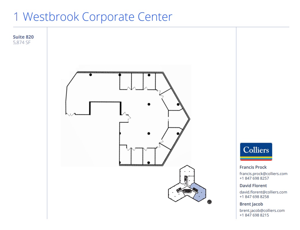 1 Westbrook Corporate Ctr, Westchester, IL à louer Plan d’étage– Image 1 sur 1
