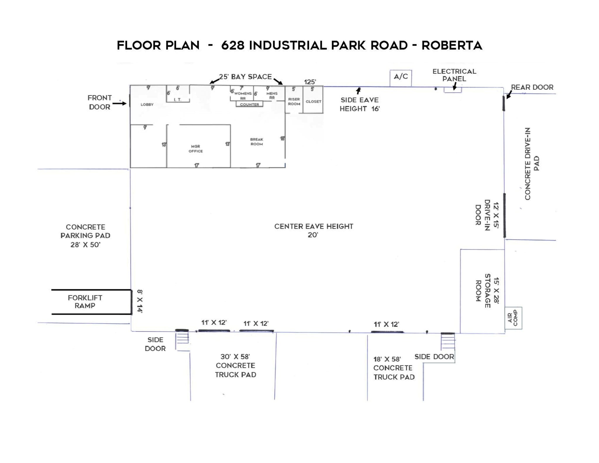 628 Industrial Park Rd, Roberta, GA à vendre Plan d’étage– Image 1 sur 11