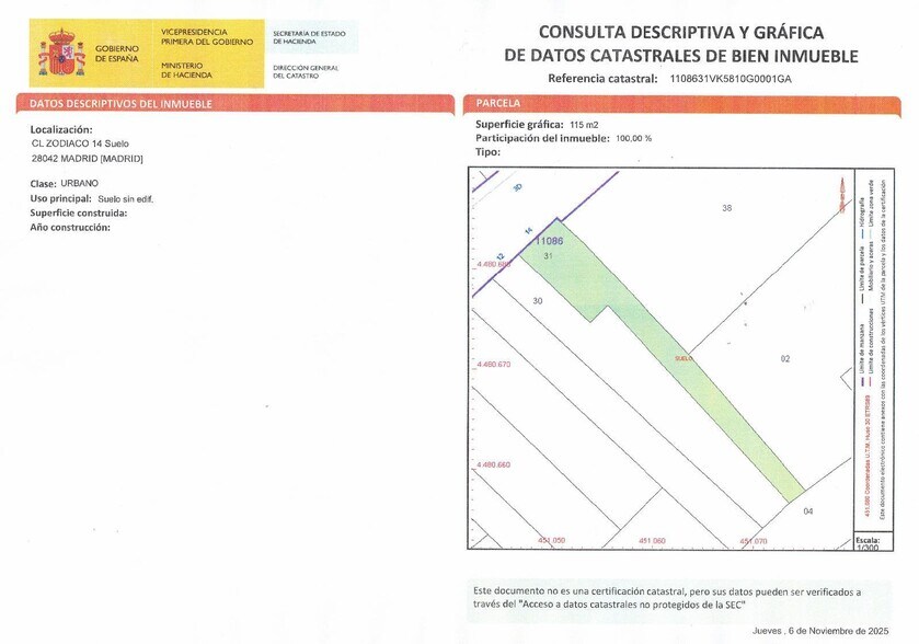 Terrain dans Madrid, Madrid à vendre - Plan cadastral – Image 2 sur 3