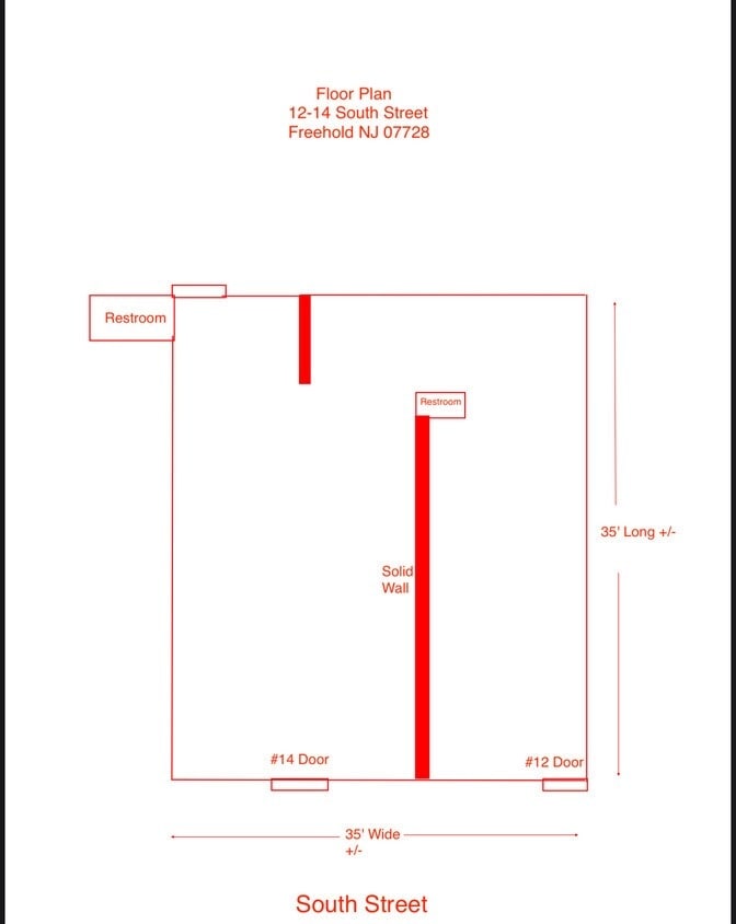 10 South St, Freehold, NJ à louer Plan d’étage– Image 1 sur 1