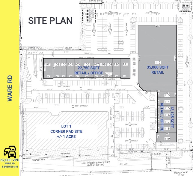 200 N Ware Rd, McAllen, TX à louer - Plan de site – Image 2 sur 3