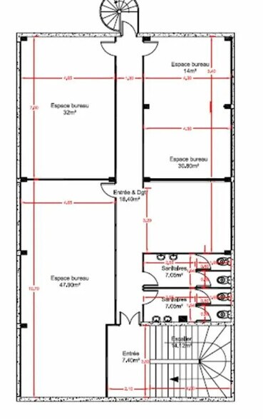 Bureau dans Sotteville-lès-Rouen à louer - Plan d’étage – Image 3 sur 3