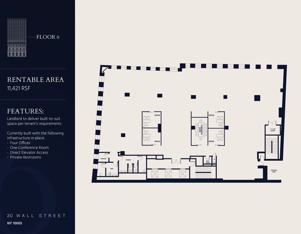 30 Wall St, New York, NY à louer Plan d’étage– Image 1 sur 8