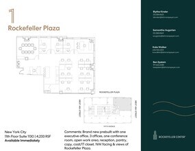1 Rockefeller Plaza, New York, NY à louer Plan d’étage– Image 1 sur 13