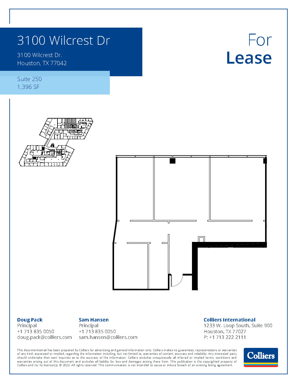 3000 Wilcrest Dr, Houston, TX à louer Plan d’étage– Image 1 sur 2