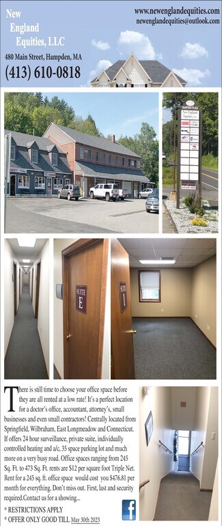 Plus de détails pour 484 Main St, Hampden, MA - Bureau à louer