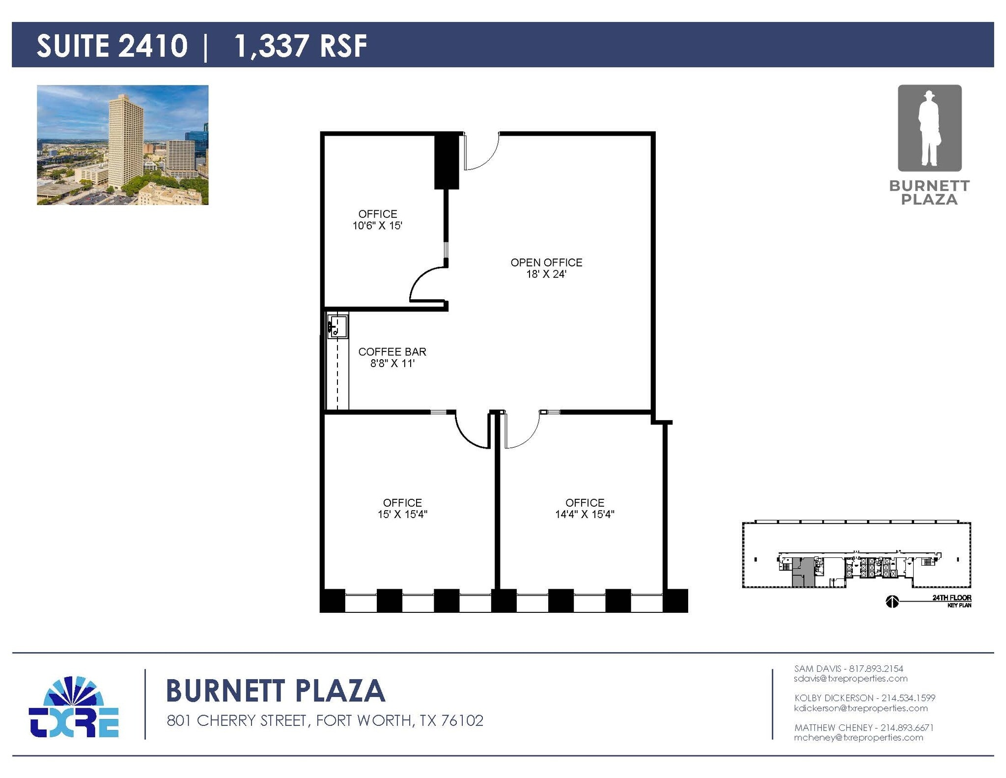 801 Cherry St, Fort Worth, TX à louer Plan d’étage– Image 1 sur 1