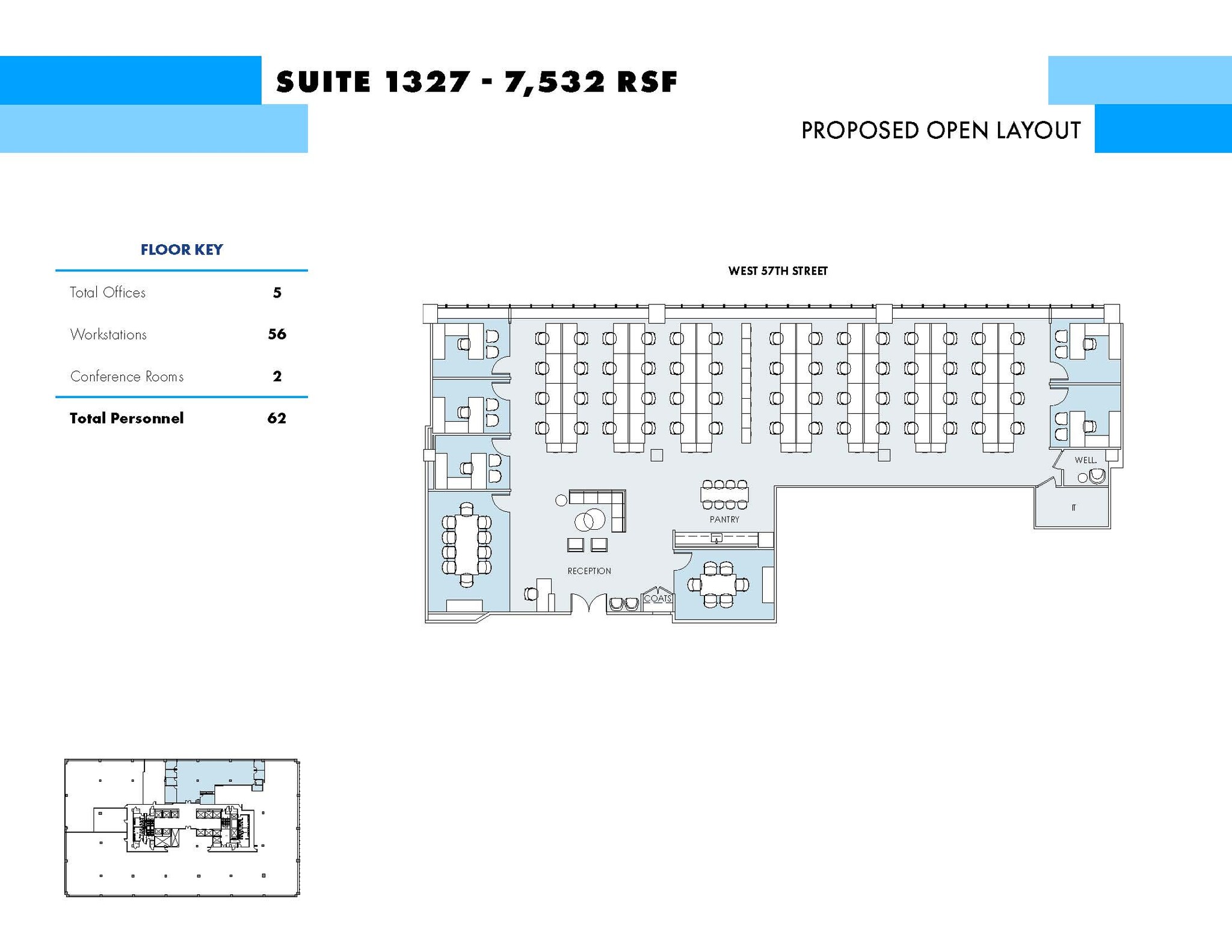 555 W 57th St, New York, NY à louer Plan d’étage– Image 1 sur 2