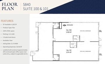 5860 El Camino Real, Carlsbad, CA à louer Plan d’étage– Image 2 sur 3