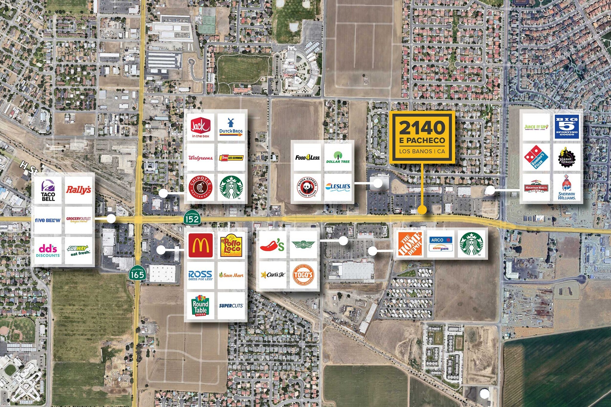 2140 E Pacheco Blvd, Los Banos, CA à louer Aérien– Image 1 sur 3