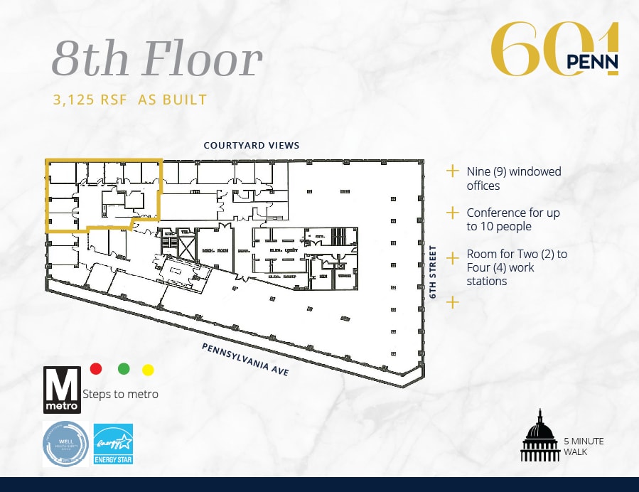 601 Pennsylvania Ave NW, Washington, DC à louer Plan d’étage– Image 1 sur 3