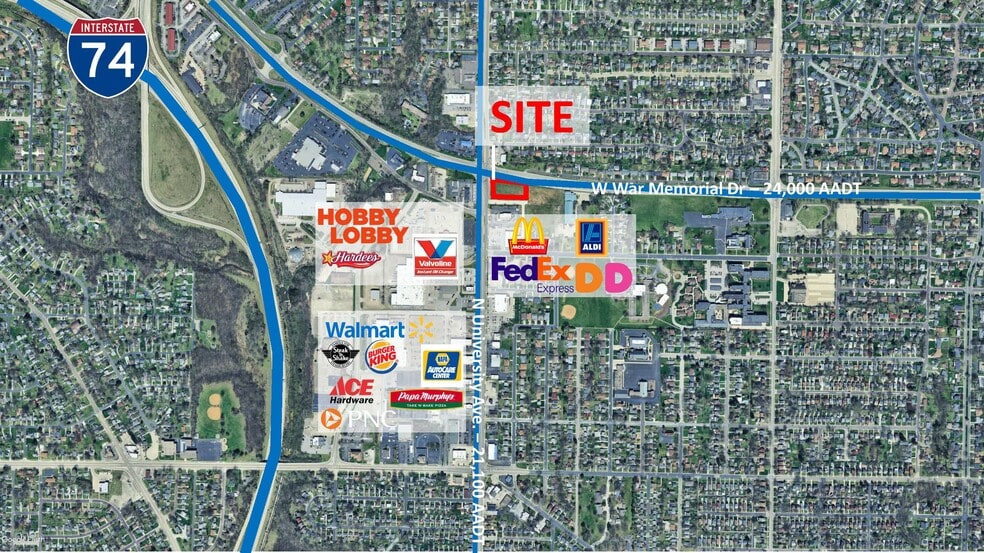 1015 E War Memorial Dr, Peoria, IL à vendre - Aérien – Image 3 sur 4