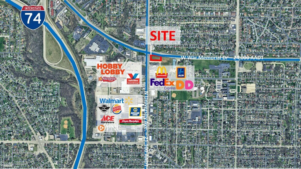 1015 E War Memorial Dr, Peoria, IL à louer - Photo de l’immeuble – Image 2 sur 4