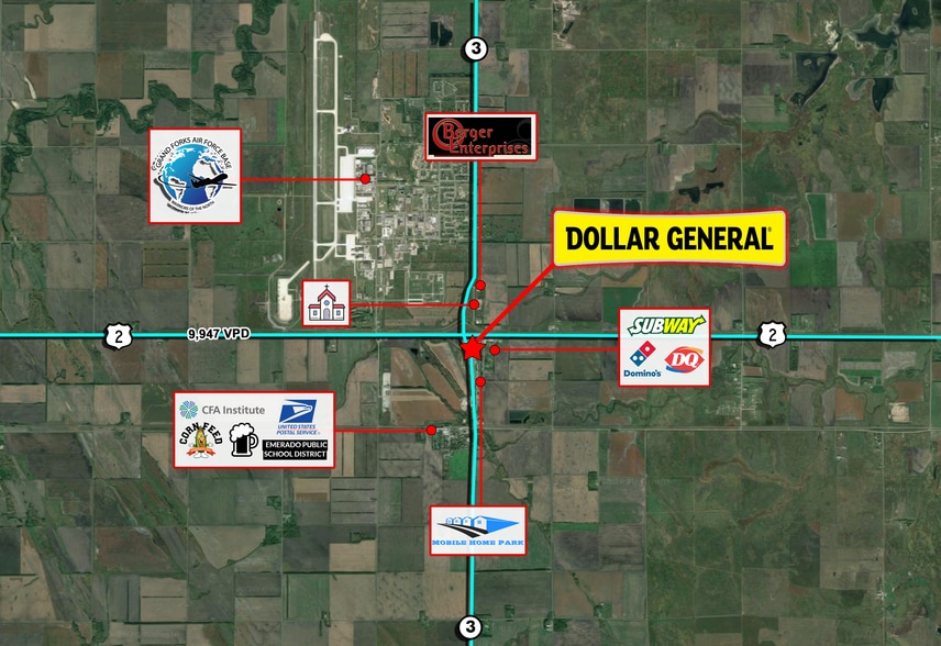 202 5th St, Emerado, ND à vendre - Aérien – Image 2 sur 3