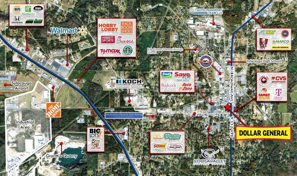 19 N Broadway Ave, Sylacauga, AL à louer - Aérien – Image 3 sur 4