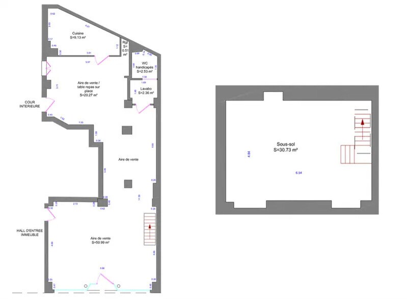 Local commercial dans Paris à louer - Plan d’étage – Image 1 sur 3
