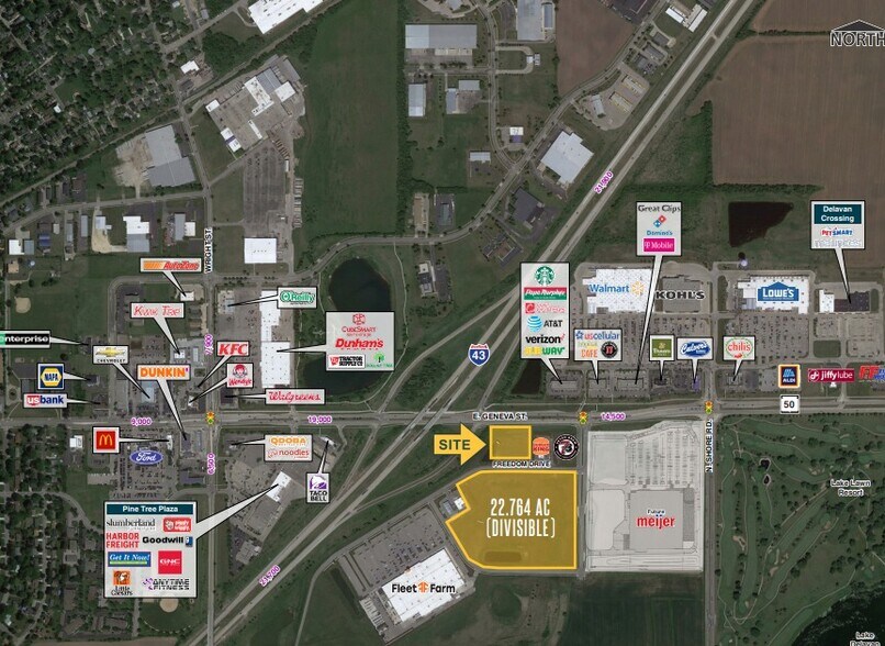 SE I-43 & Hwy 50 SE I-43 & Hwy 50 SE I-43 & Hwy, Delavan, WI à vendre - Photo de l’immeuble – Image 1 sur 2