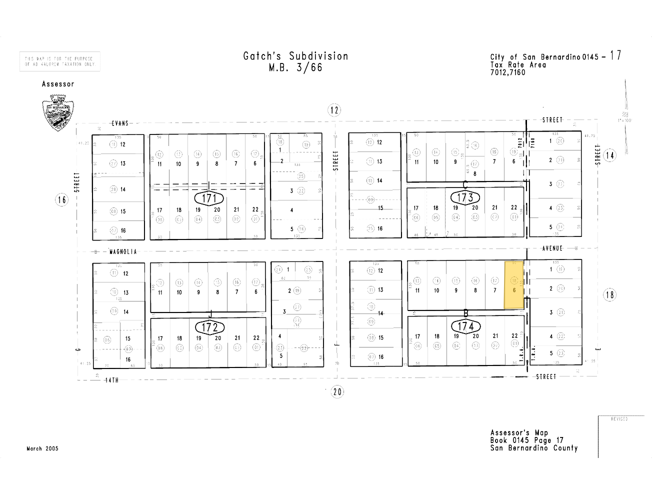 531 Magnolia Ave, San Bernardino, CA à vendre Plan cadastral– Image 1 sur 2