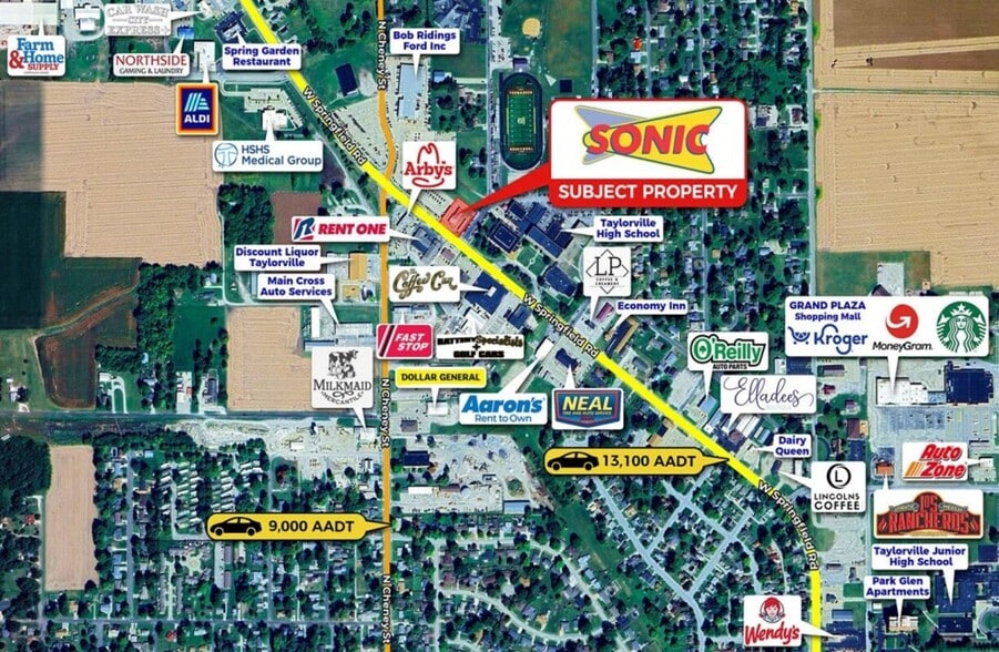 929 W Springfield Rd, Taylorville, IL à vendre - Aérien – Image 2 sur 3