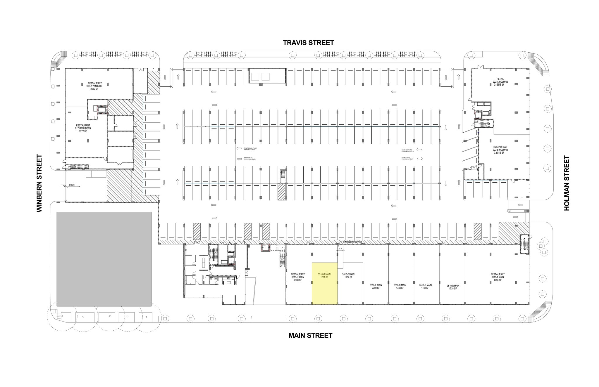 3500-3600 Main St, Houston, TX à louer Plan de site– Image 1 sur 1