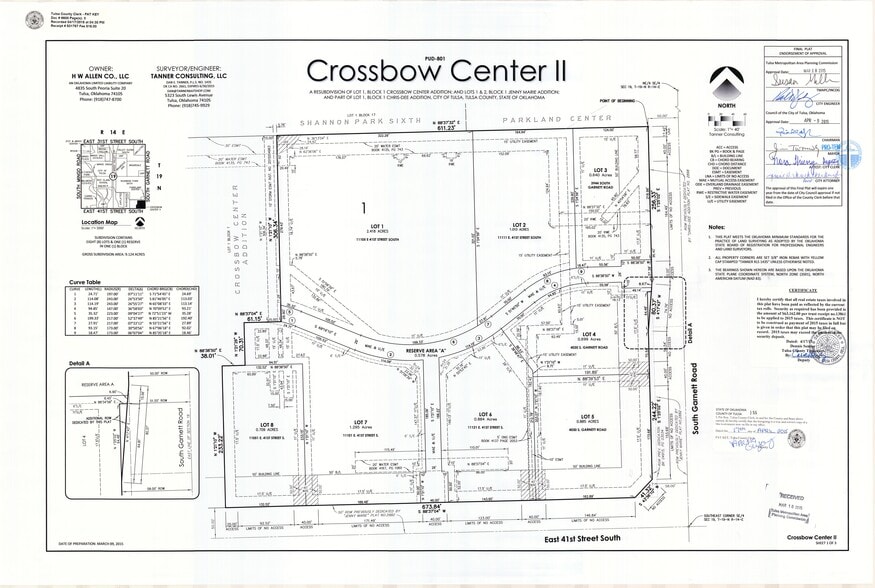 Crossbow Center II, Tulsa, OK à vendre - Plan cadastral – Image 1 sur 2