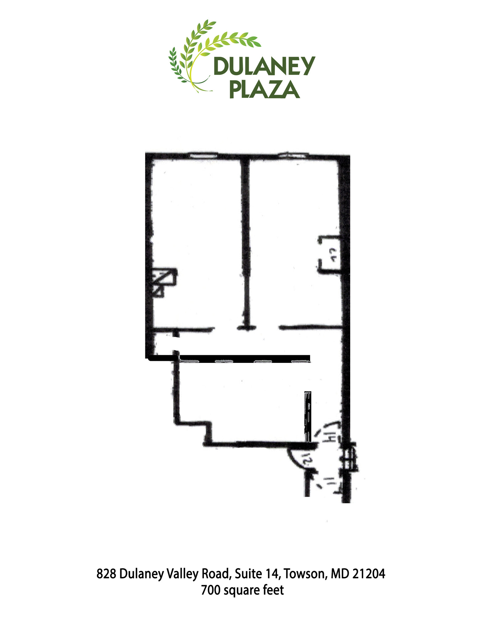 828 Dulaney Valley Rd, Towson, MD à louer Plan d’étage– Image 1 sur 4