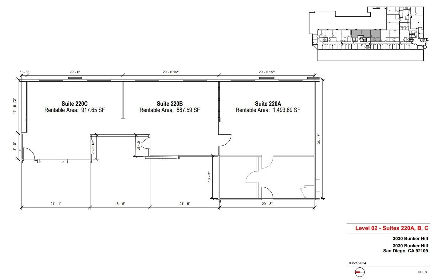 3030 Bunker Hill St, San Diego, CA à louer Plan d’étage– Image 1 sur 1