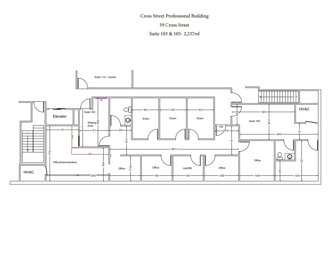 39 Cross St, Peabody, MA à louer Plan d’étage– Image 1 sur 1