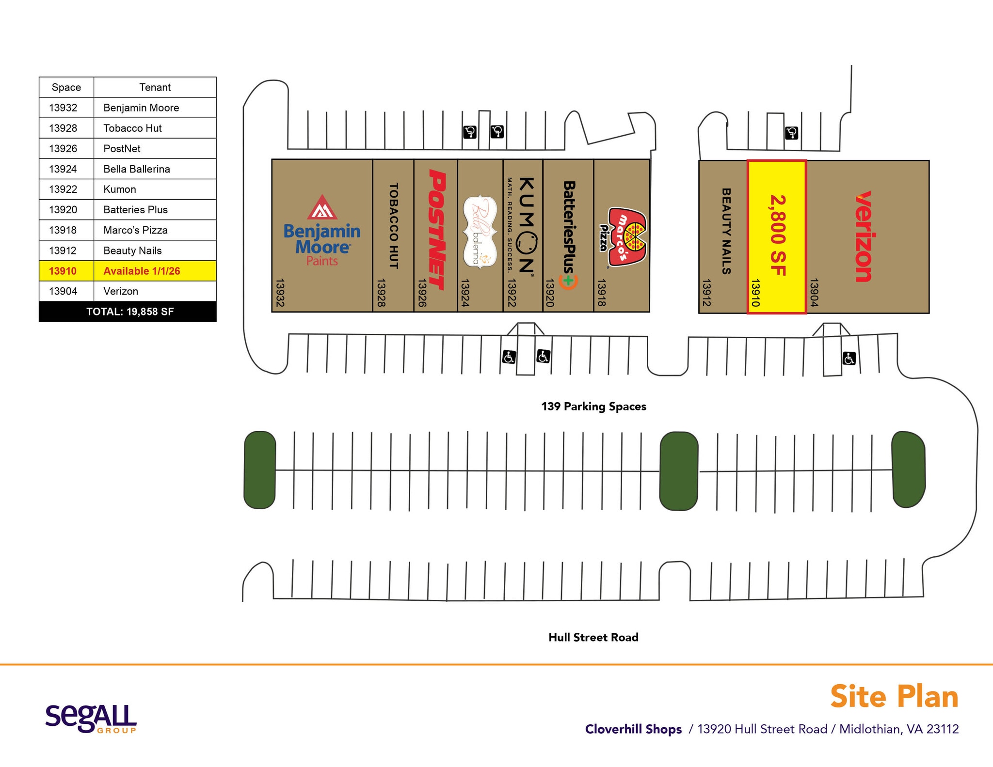 13904-13912 Hull St Rd, Midlothian, VA à louer Plan de site– Image 1 sur 1