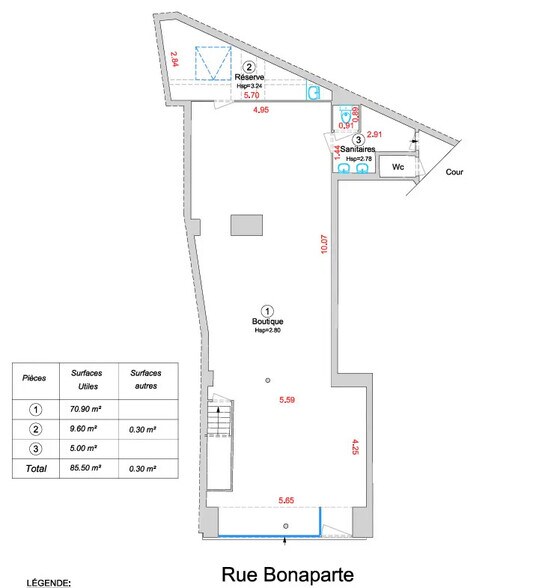 Local commercial dans Paris à louer - Plan d’étage – Image 1 sur 3