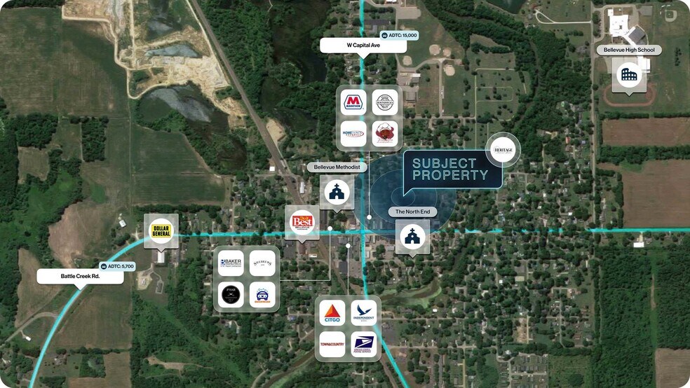 205 N Elizabeth St, Bellevue, MI à vendre - Aérien – Image 2 sur 2