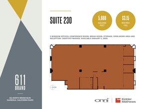 611 N Brand Blvd, Glendale, CA à louer Plan d’étage– Image 1 sur 1
