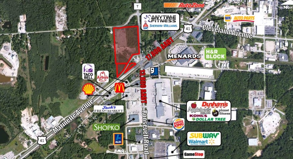 Hwy 41 & Roosevelt Rd, Marinette, WI à vendre - Aérien – Image 1 sur 3