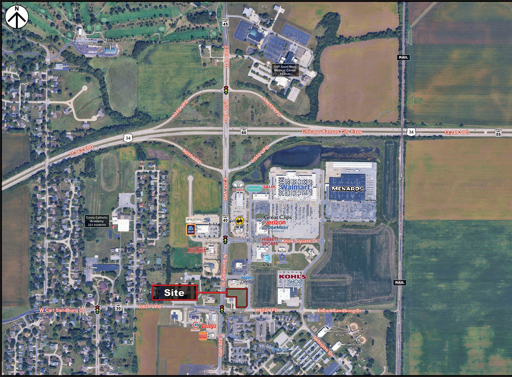 100 N Seminary St, Galesburg, IL à louer Aérien– Image 1 sur 5