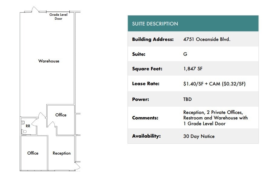 1818 Peacock Blvd, Oceanside, CA à louer Plan d’étage– Image 1 sur 2