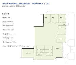 1372 N McDowell Blvd, Petaluma, CA à louer Plan d’étage– Image 1 sur 7
