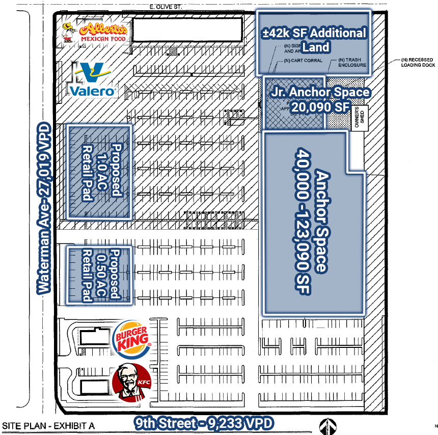 905-1055 N Waterman Ave, San Bernardino, CA à louer Plan d’étage– Image 1 sur 2