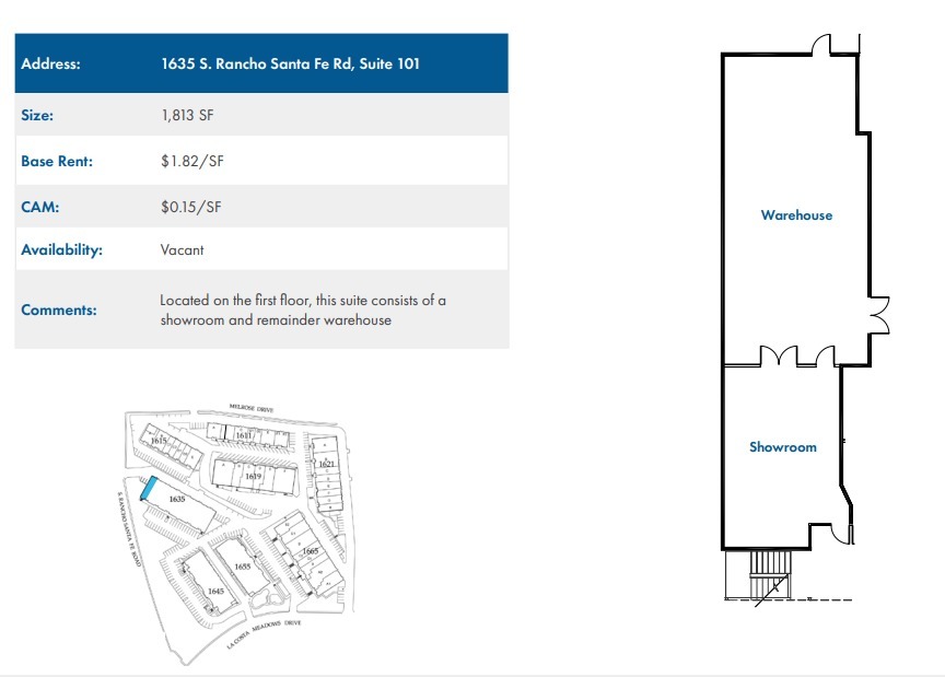 1635 S Rancho Santa Fe Rd, San Marcos, CA à louer Plan d’étage– Image 1 sur 1