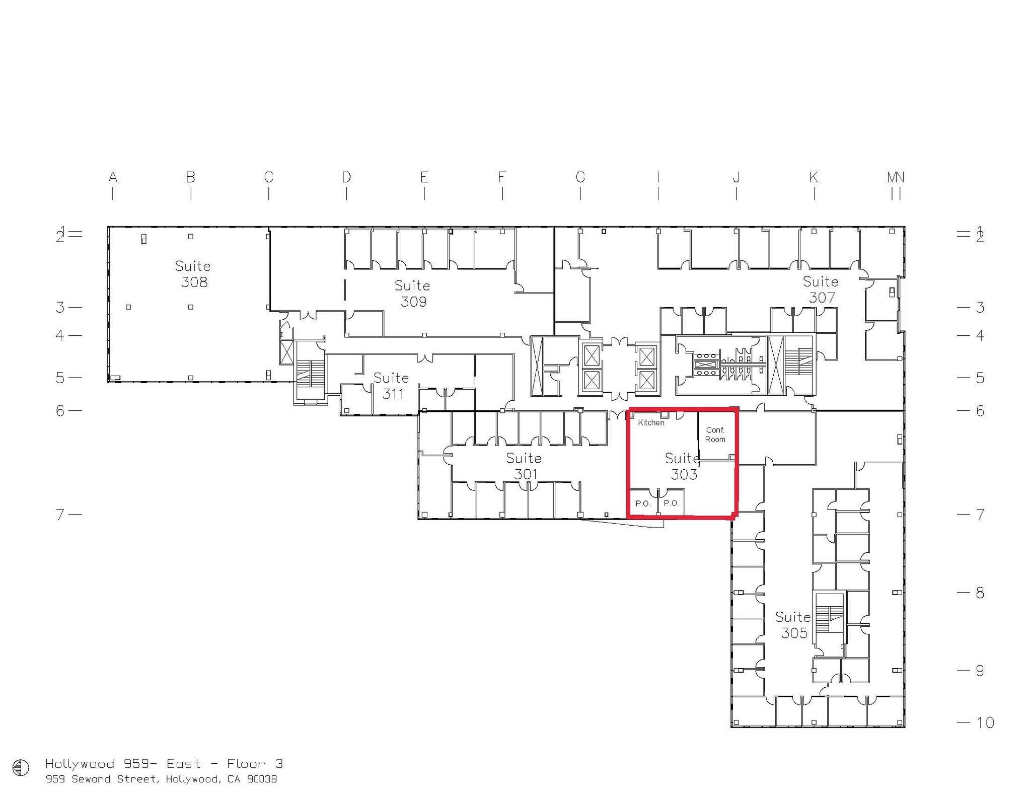 959 Seward St, Los Angeles, CA à louer Plan d’étage– Image 1 sur 8