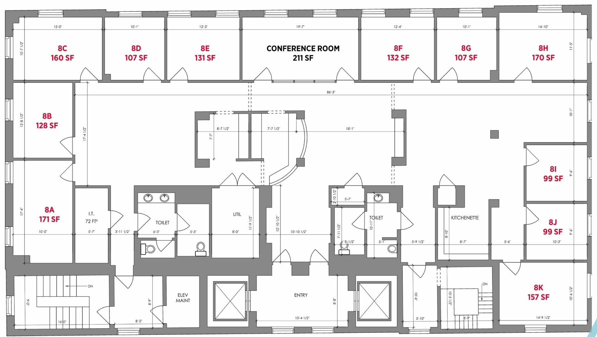 123 E Main St, Charlottesville, VA à louer Plan d’étage– Image 1 sur 1