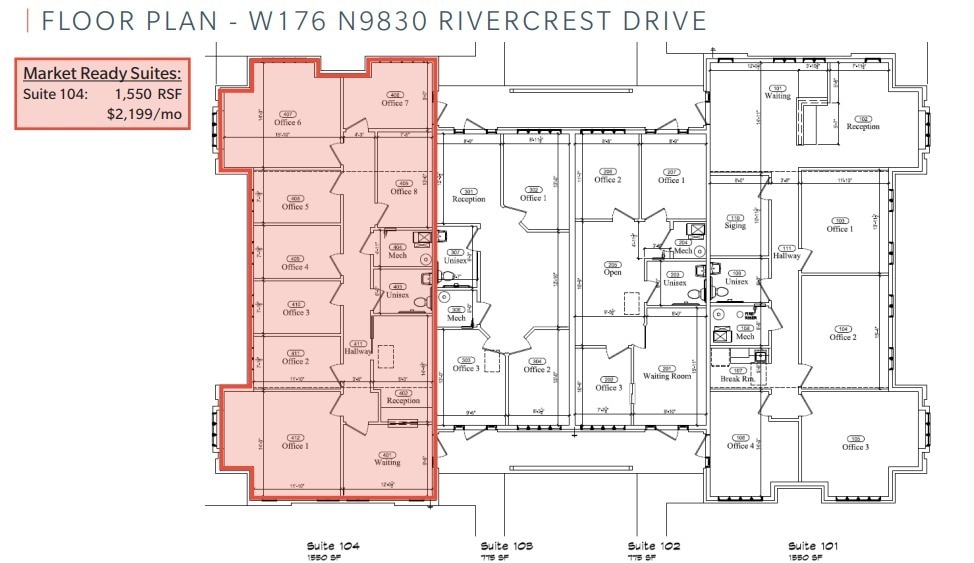 W176N9810 Rivercrest Dr, Germantown, WI à louer Plan d’étage– Image 1 sur 1
