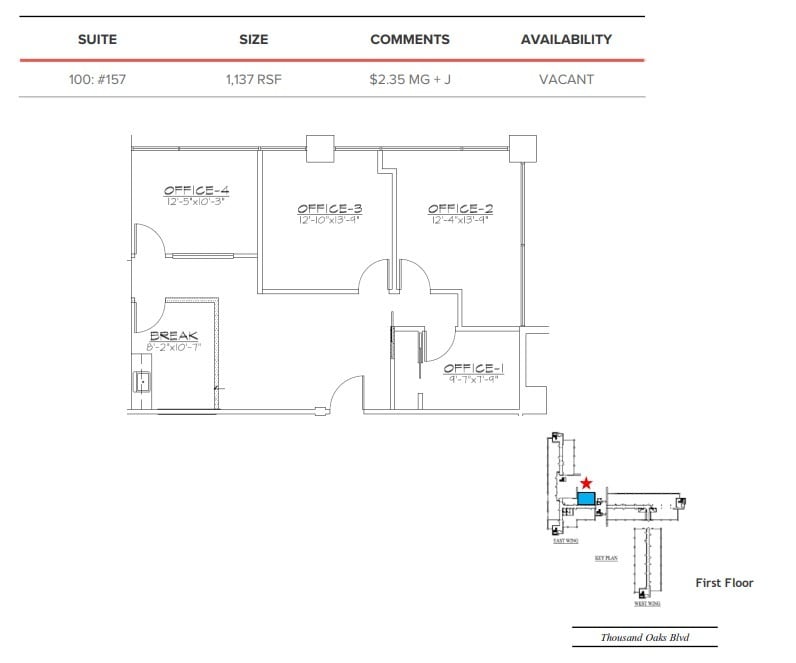 100 E Thousand Oaks Blvd, Thousand Oaks, CA à louer Plan d’étage– Image 1 sur 1