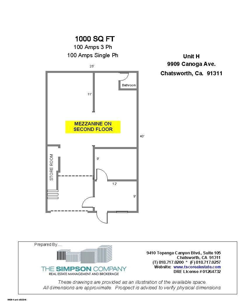 9907-9909 Canoga Ave, Chatsworth, CA à louer Plan d’étage– Image 1 sur 1