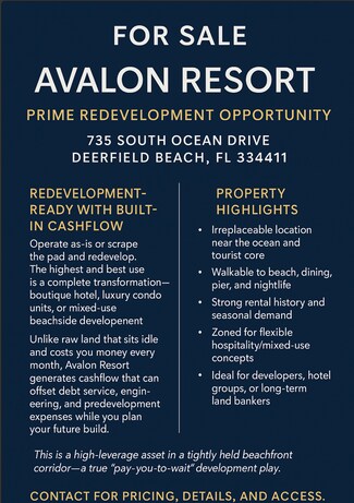 Plus de détails pour 735 S Ocean Dr, Deerfield Beach, FL - Hôtellerie à vendre