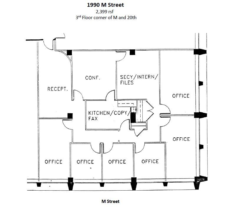 1990 M St NW, Washington, DC à louer Plan d’étage– Image 1 sur 2