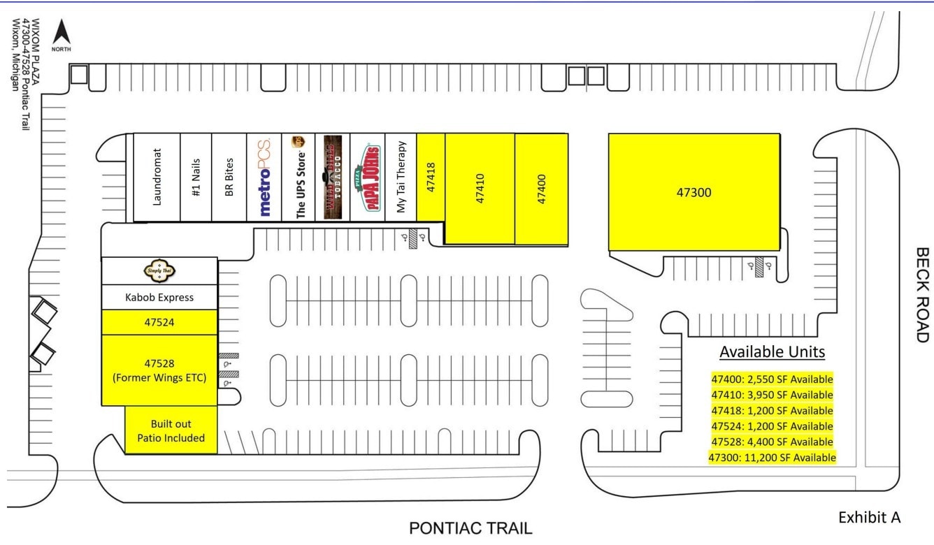 47300-47528 Pontiac Trl, Wixom, MI à louer Plan d’étage– Image 1 sur 1